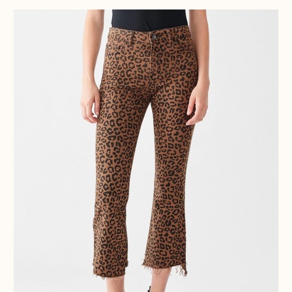 Bridget Crop High Rise Bootcut Jaguar Leopard Print Distressed Jean 26 - Picture 2 of 16